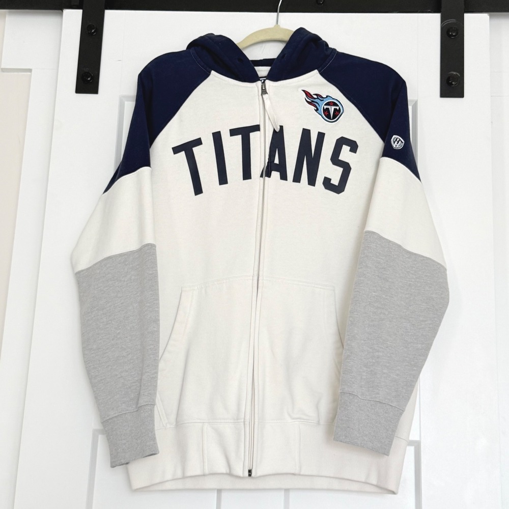 Hands High Tennessee Titans Mens Medium Full Zip Colorblock Hoodie Navy Cream